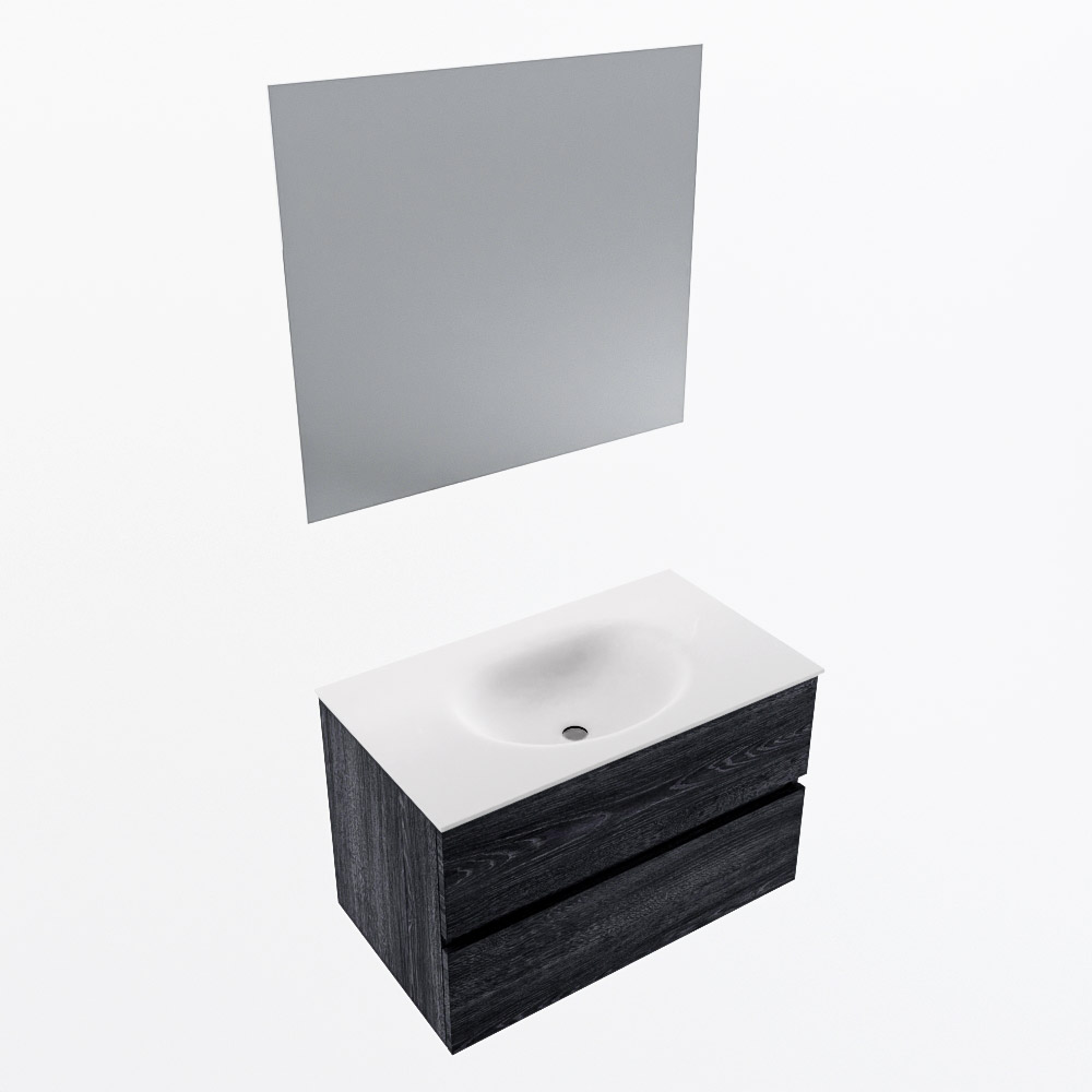 MONDIAZ VICA 80cm mueble de baño Antracite 2 cajones. Lavabo MOON Centro sin orificio color Talc con espejo LED. 6 MONDIAZ VICA 80cm mueble de baño Antracite 2 cajones. Lavabo MOON Centro sin orificio color Talc con espejo LED. - Imagen 6