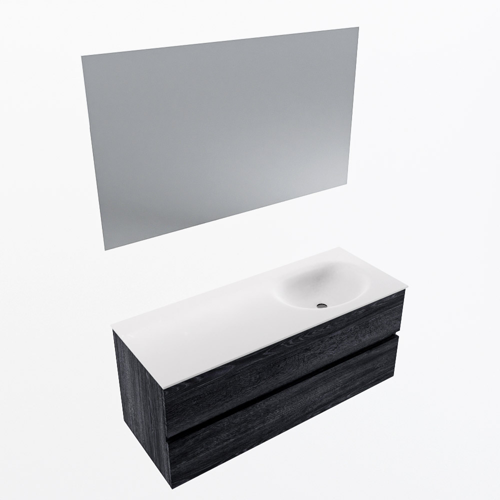 MONDIAZ VICA 120cm mueble de baño Antracite 2 cajones. Lavabo MOON Derecho 1 orificio color Talc con espejo LED. 6 MONDIAZ VICA 120cm mueble de baño Antracite 2 cajones. Lavabo MOON Derecho 1 orificio color Talc con espejo LED. - Imagen 6