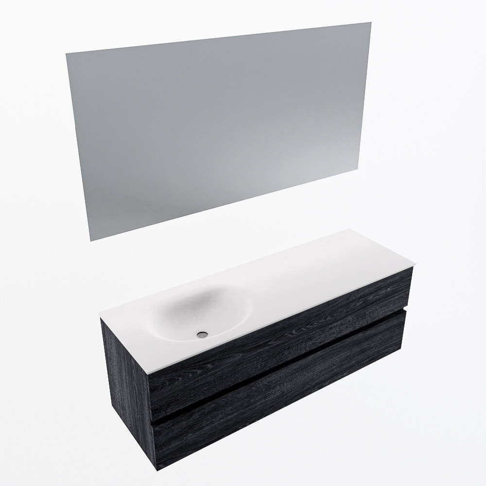 MONDIAZ VICA 140cm mueble de baño Antracite 2 cajones. Lavabo MOON Izquierda 1 orificio color Talc con espejo LED. 5 MONDIAZ VICA 140cm mueble de baño Antracite 2 cajones. Lavabo MOON Izquierda 1 orificio color Talc con espejo LED. - Imagen 6