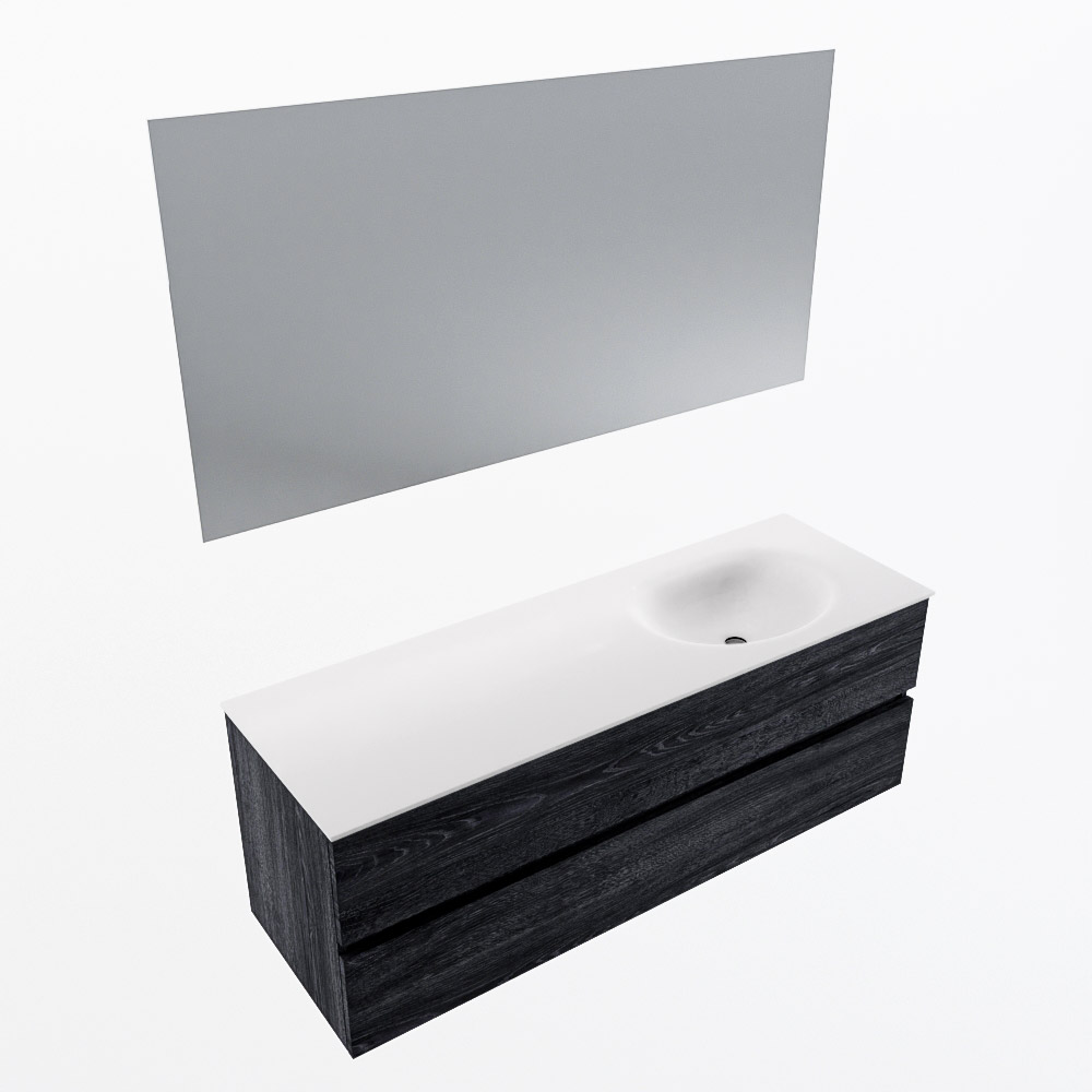 MONDIAZ VICA 140cm mueble de baño Antracite 2 cajones. Lavabo MOON Derecho 1 orificio color Talc con espejo LED. 5 MONDIAZ VICA 140cm mueble de baño Antracite 2 cajones. Lavabo MOON Derecho 1 orificio color Talc con espejo LED. - Imagen 6