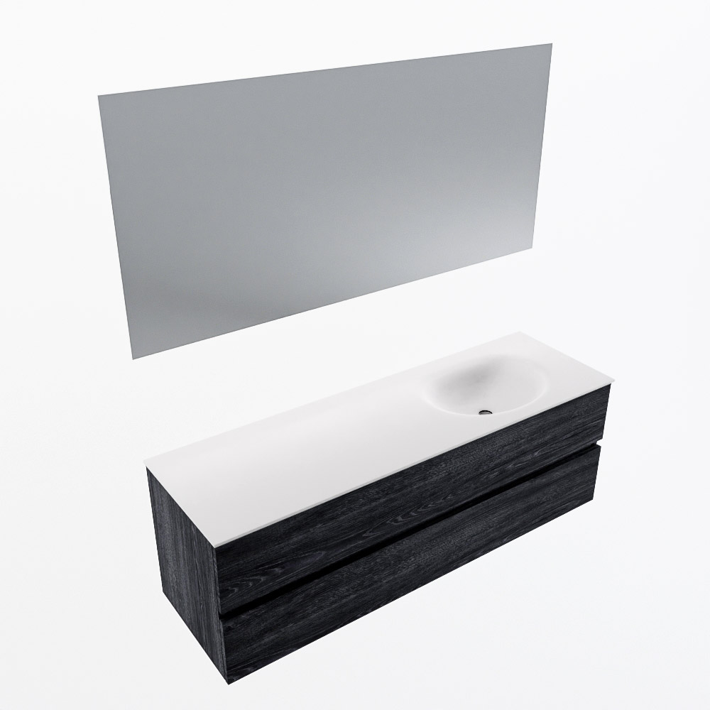 MONDIAZ VICA 150cm mueble de baño Antracite 2 cajones. Lavabo MOON Derecho 1 orificio color Talc con espejo LED. 6 MONDIAZ VICA 150cm mueble de baño Antracite 2 cajones. Lavabo MOON Derecho 1 orificio color Talc con espejo LED. - Imagen 6