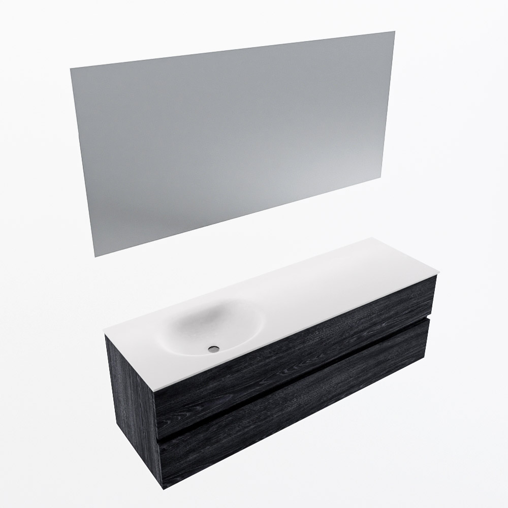 MONDIAZ VICA 150cm mueble de baño Antracite 2 cajones. Lavabo MOON Izquierda sin orificio color Talc con espejo LED. 6 MONDIAZ VICA 150cm mueble de baño Antracite 2 cajones. Lavabo MOON Izquierda sin orificio color Talc con espejo LED. - Imagen 6