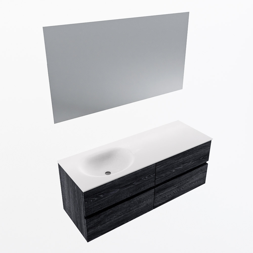MONDIAZ VICA 130cm mueble de baño Antracite 4 cajones. Lavabo MOON Izquierda sin orificio color Talc con espejo LED. 5 MONDIAZ VICA 130cm mueble de baño Antracite 4 cajones. Lavabo MOON Izquierda sin orificio color Talc con espejo LED. - Imagen 6