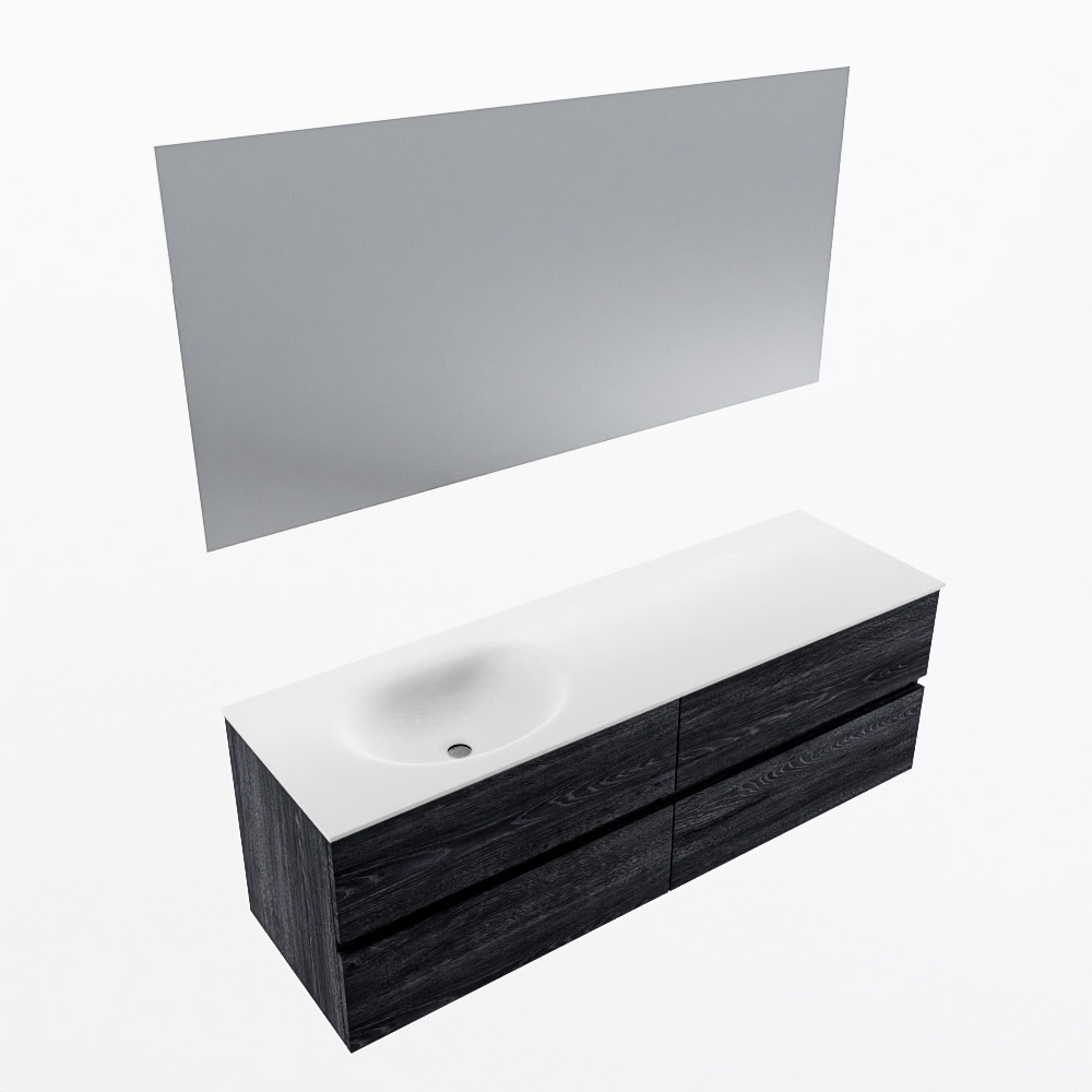 MONDIAZ VICA 150cm mueble de baño Antracite 4 cajones. Lavabo MOON Izquierda sin orificio color Talc con espejo LED. 6 MONDIAZ VICA 150cm mueble de baño Antracite 4 cajones. Lavabo MOON Izquierda sin orificio color Talc con espejo LED. - Imagen 6