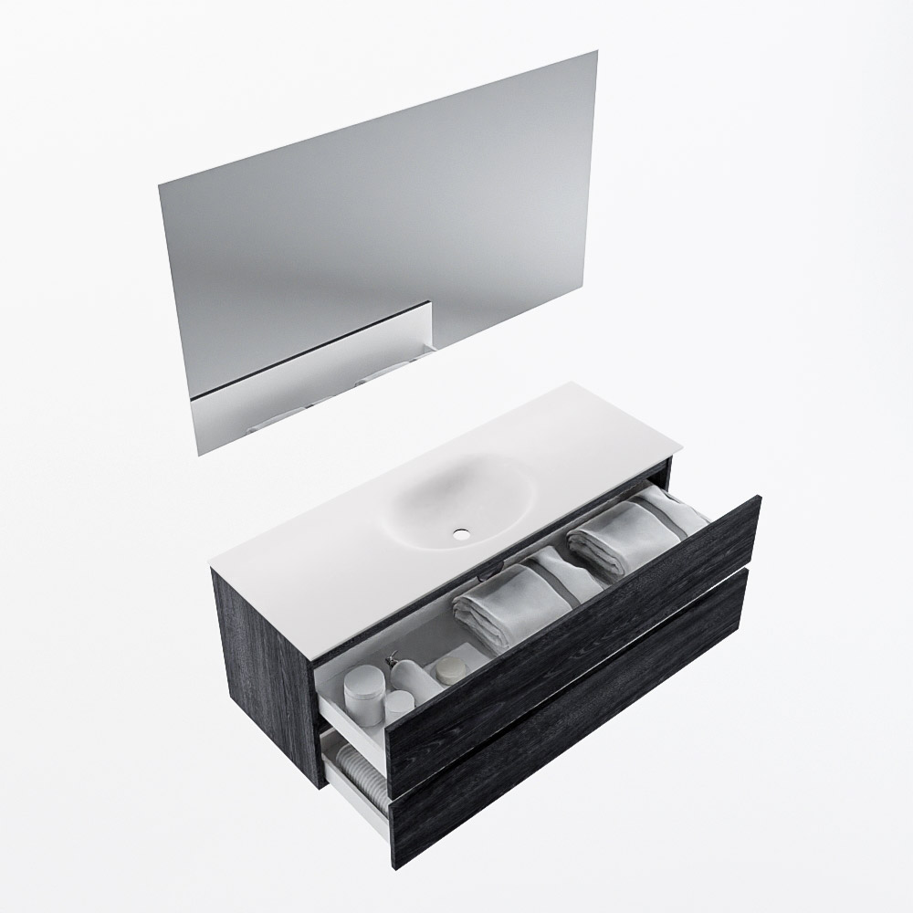 MONDIAZ VICA 130cm mueble de baño Antracite 2 cajones. Lavabo MOON Centro sin orificio color Talc con espejo LED. 6 MONDIAZ VICA 130cm mueble de baño Antracite 2 cajones. Lavabo MOON Centro sin orificio color Talc con espejo LED. - Imagen 7