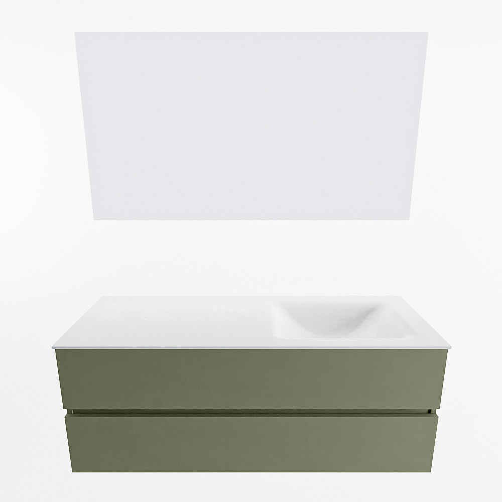 MONDIAZ VICA 130cm mueble de baño Army 2 cajones. Lavabo CLOUD Derecho sin orificio color Talc con espejo LED. 4 MONDIAZ VICA 130cm mueble de baño Army 2 cajones. Lavabo CLOUD Derecho sin orificio color Talc con espejo LED. - Imagen 5