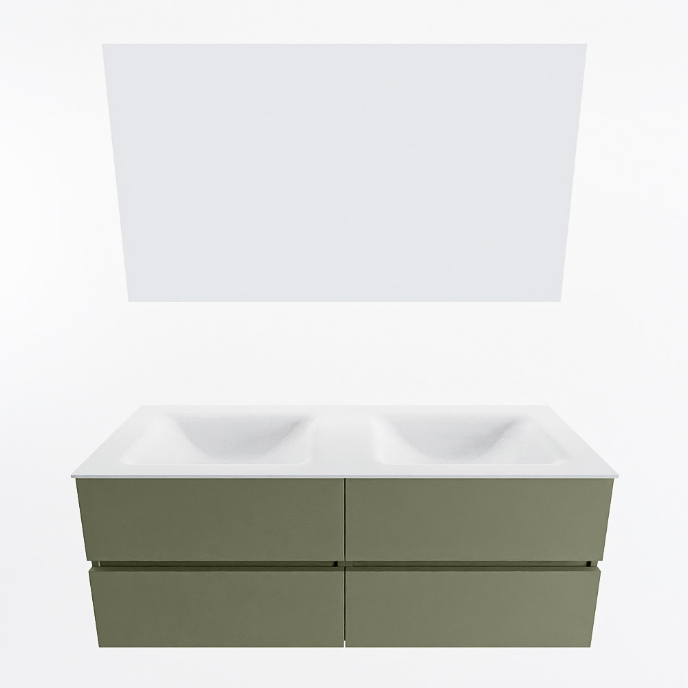 MONDIAZ VICA 130cm mueble de baño Army 4 cajones. Lavabo CLOUD Doble sin orificio color Talc con espejo LED. 4 MONDIAZ VICA 130cm mueble de baño Army 4 cajones. Lavabo CLOUD Doble sin orificio color Talc con espejo LED. - Imagen 5