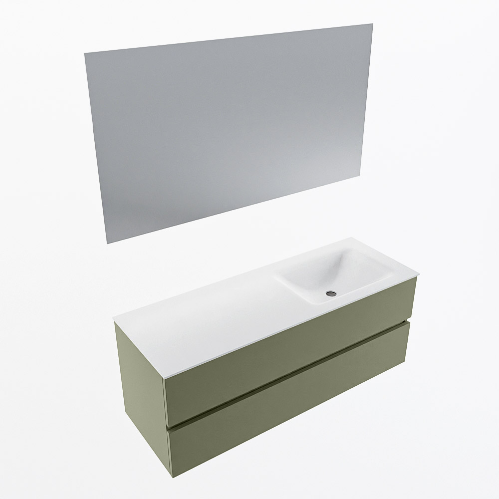 MONDIAZ VICA 130cm mueble de baño Army 2 cajones. Lavabo CLOUD Derecho sin orificio color Talc con espejo LED. 5 MONDIAZ VICA 130cm mueble de baño Army 2 cajones. Lavabo CLOUD Derecho sin orificio color Talc con espejo LED. - Imagen 6