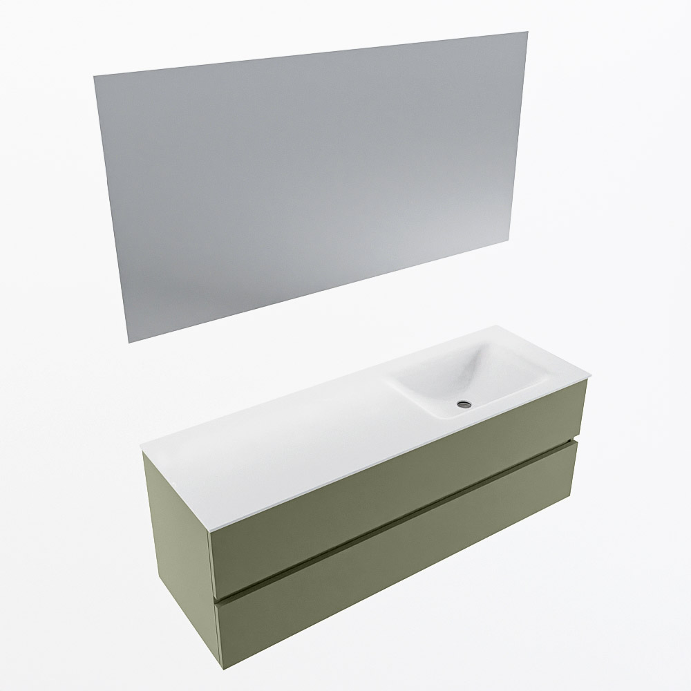 MONDIAZ VICA 140cm mueble de baño Army 2 cajones. Lavabo CLOUD Derecho sin orificio color Talc con espejo LED. 5 MONDIAZ VICA 140cm mueble de baño Army 2 cajones. Lavabo CLOUD Derecho sin orificio color Talc con espejo LED. - Imagen 6