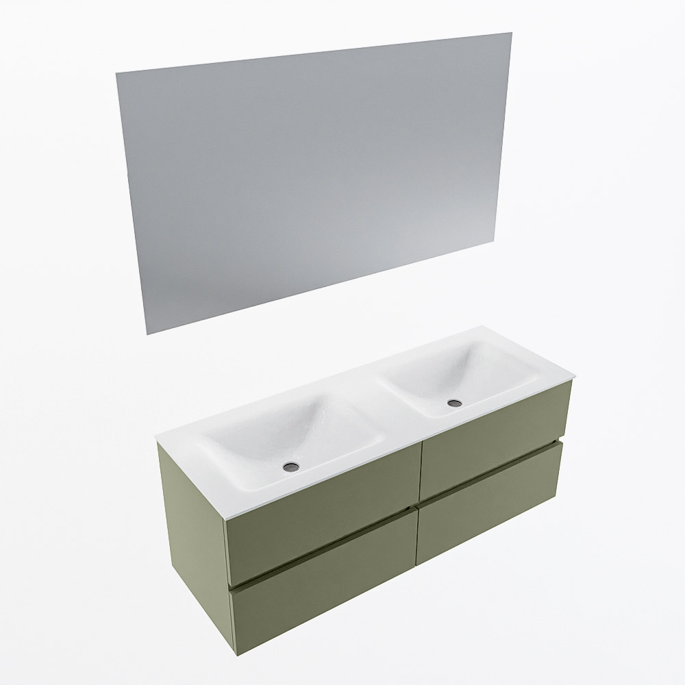 MONDIAZ VICA 130cm mueble de baño Army 4 cajones. Lavabo CLOUD Doble sin orificio color Talc con espejo LED. 5 MONDIAZ VICA 130cm mueble de baño Army 4 cajones. Lavabo CLOUD Doble sin orificio color Talc con espejo LED. - Imagen 6
