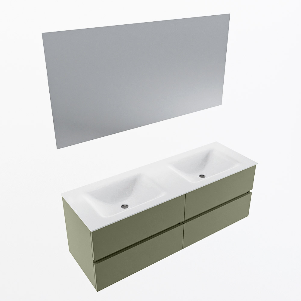 MONDIAZ VICA 140cm mueble de baño Army 4 cajones. Lavabo CLOUD Doble 2 orificios color Talc con espejo LED. 5 MONDIAZ VICA 140cm mueble de baño Army 4 cajones. Lavabo CLOUD Doble 2 orificios color Talc con espejo LED. - Imagen 6