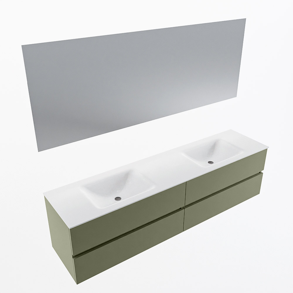 MONDIAZ VICA 190cm mueble de baño Army 4 cajones. Lavabo CLOUD Doble sin orificio color Talc con espejo LED. 6 MONDIAZ VICA 190cm mueble de baño Army 4 cajones. Lavabo CLOUD Doble sin orificio color Talc con espejo LED. - Imagen 6