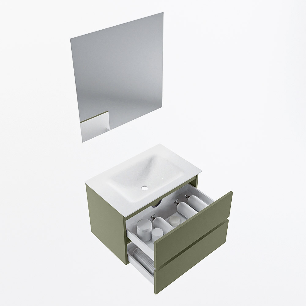 MONDIAZ VICA 70cm mueble de baño Army 2 cajones. Lavabo CLOUD Centro sin orificio color Talc con espejo LED. 7 MONDIAZ VICA 70cm mueble de baño Army 2 cajones. Lavabo CLOUD Centro sin orificio color Talc con espejo LED. - Imagen 7