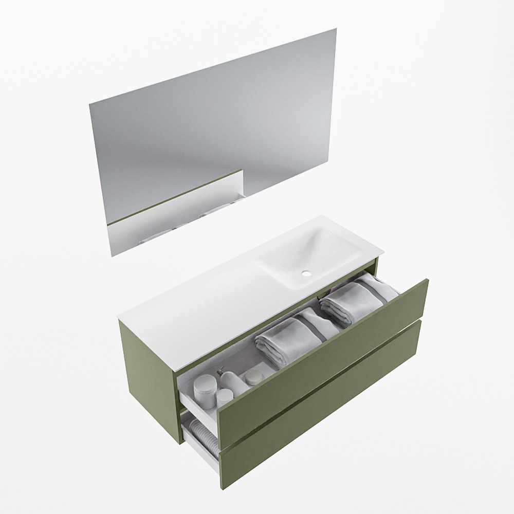 MONDIAZ VICA 130cm mueble de baño Army 2 cajones. Lavabo CLOUD Derecho sin orificio color Talc con espejo LED. 6 MONDIAZ VICA 130cm mueble de baño Army 2 cajones. Lavabo CLOUD Derecho sin orificio color Talc con espejo LED. - Imagen 7