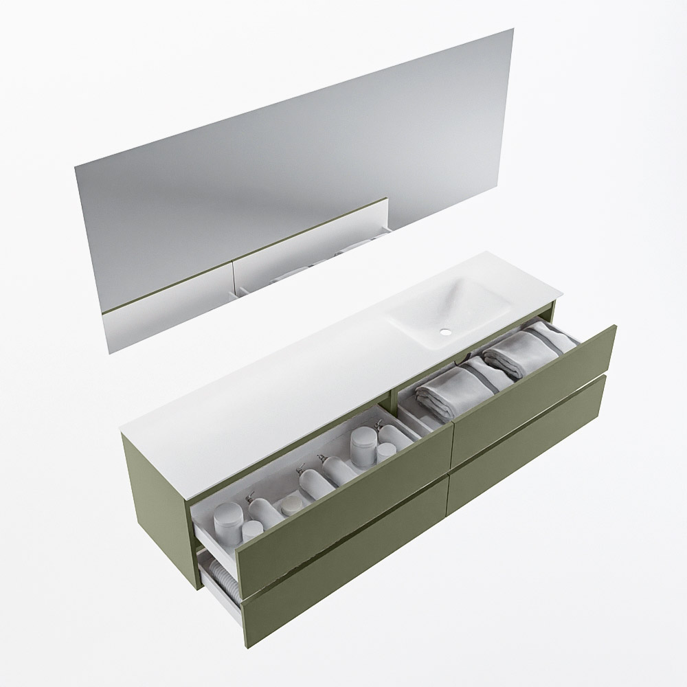 MONDIAZ VICA 190cm mueble de baño Army 4 cajones. Lavabo CLOUD Derecho 1 orificio color Talc con espejo LED. 7 MONDIAZ VICA 190cm mueble de baño Army 4 cajones. Lavabo CLOUD Derecho 1 orificio color Talc con espejo LED. - Imagen 7
