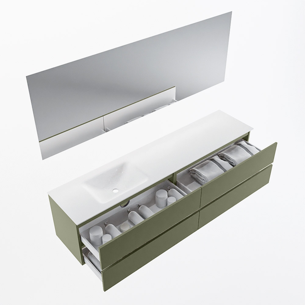 MONDIAZ VICA 200cm mueble de baño Army 4 cajones. Lavabo CLOUD Izquierda 1 orificio color Talc con espejo LED. 7 MONDIAZ VICA 200cm mueble de baño Army 4 cajones. Lavabo CLOUD Izquierda 1 orificio color Talc con espejo LED. - Imagen 7