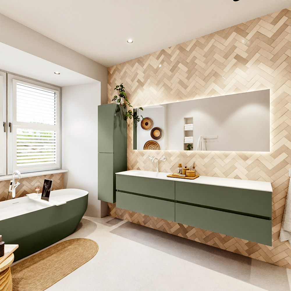 MONDIAZ VICA 190cm mueble de baño Army 4 cajones. Lavabo CLOUD Izquierda 1 orificio color Talc con espejo LED. 4 MONDIAZ VICA 190cm mueble de baño Army 4 cajones. Lavabo CLOUD Izquierda 1 orificio color Talc con espejo LED. - Imagen 4