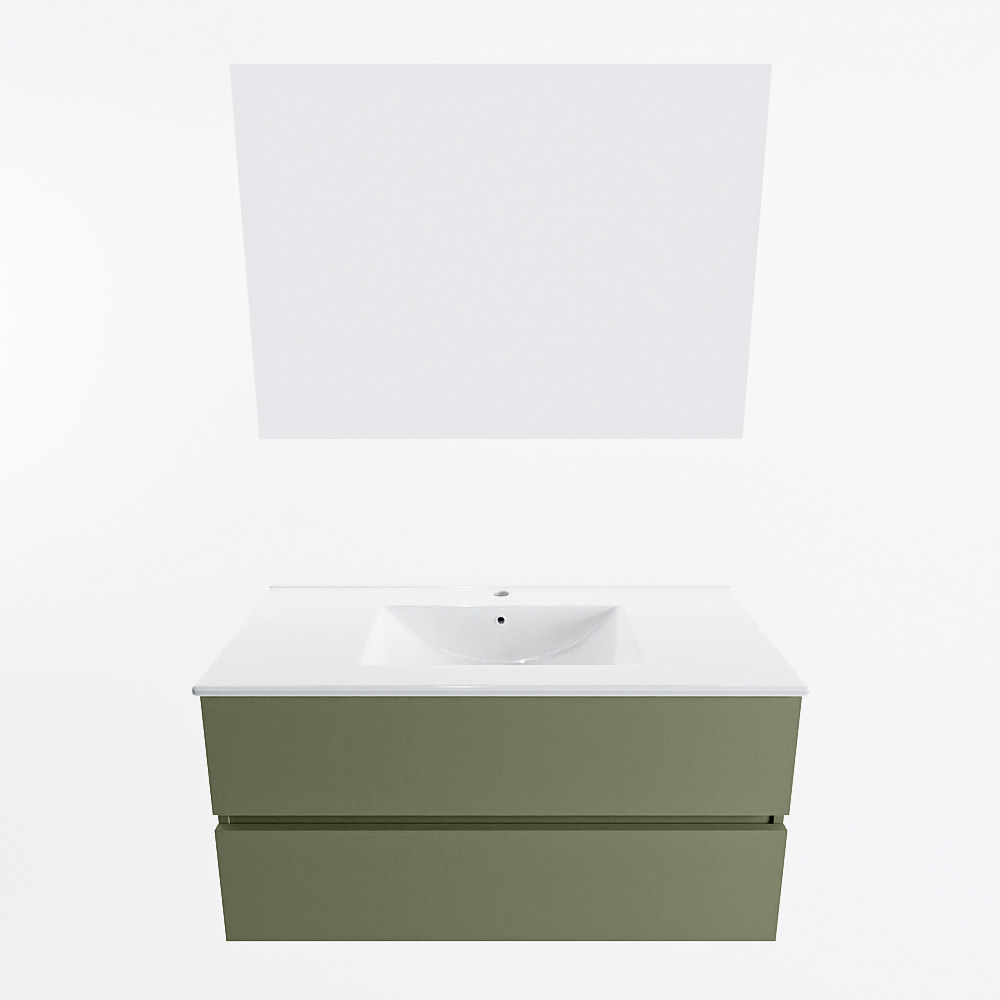 MONDIAZ VICA 100cm mueble de baño Army 2 cajones. Lavabo DENIA Centro 1 orificio color Blanco brillo con espejo LED. 5 MONDIAZ VICA 100cm mueble de baño Army 2 cajones. Lavabo DENIA Centro 1 orificio color Blanco brillo con espejo LED. - Imagen 5