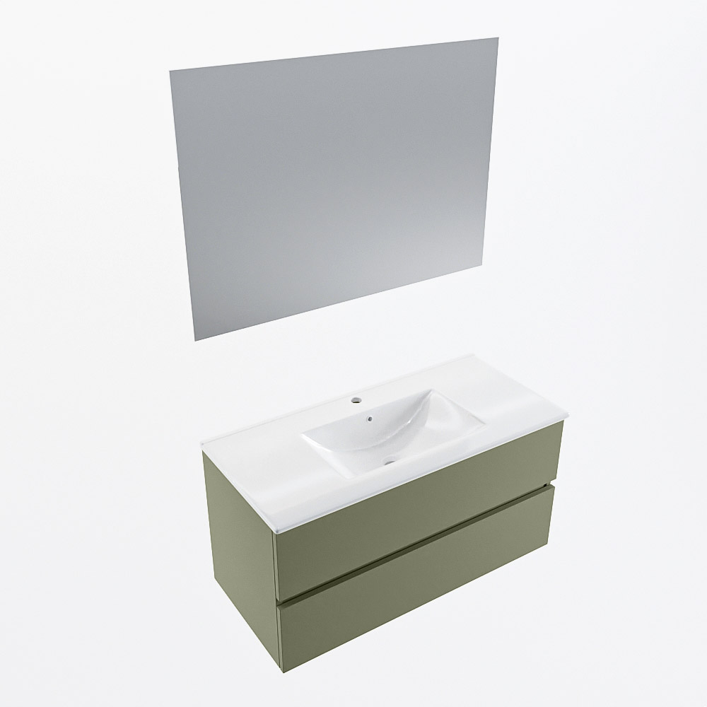 MONDIAZ VICA 100cm mueble de baño Army 2 cajones. Lavabo DENIA Centro 1 orificio color Blanco brillo con espejo LED. 6 MONDIAZ VICA 100cm mueble de baño Army 2 cajones. Lavabo DENIA Centro 1 orificio color Blanco brillo con espejo LED. - Imagen 6