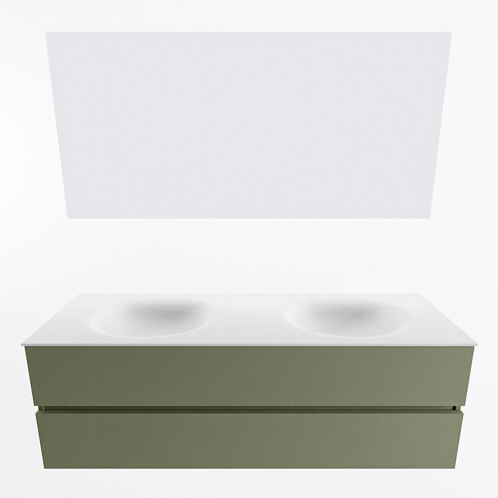 MONDIAZ VICA 150cm mueble de baño Army 2 cajones. Lavabo MOON Doble 2 orificios color Talc con espejo LED. 5 MONDIAZ VICA 150cm mueble de baño Army 2 cajones. Lavabo MOON Doble 2 orificios color Talc con espejo LED. - Imagen 5