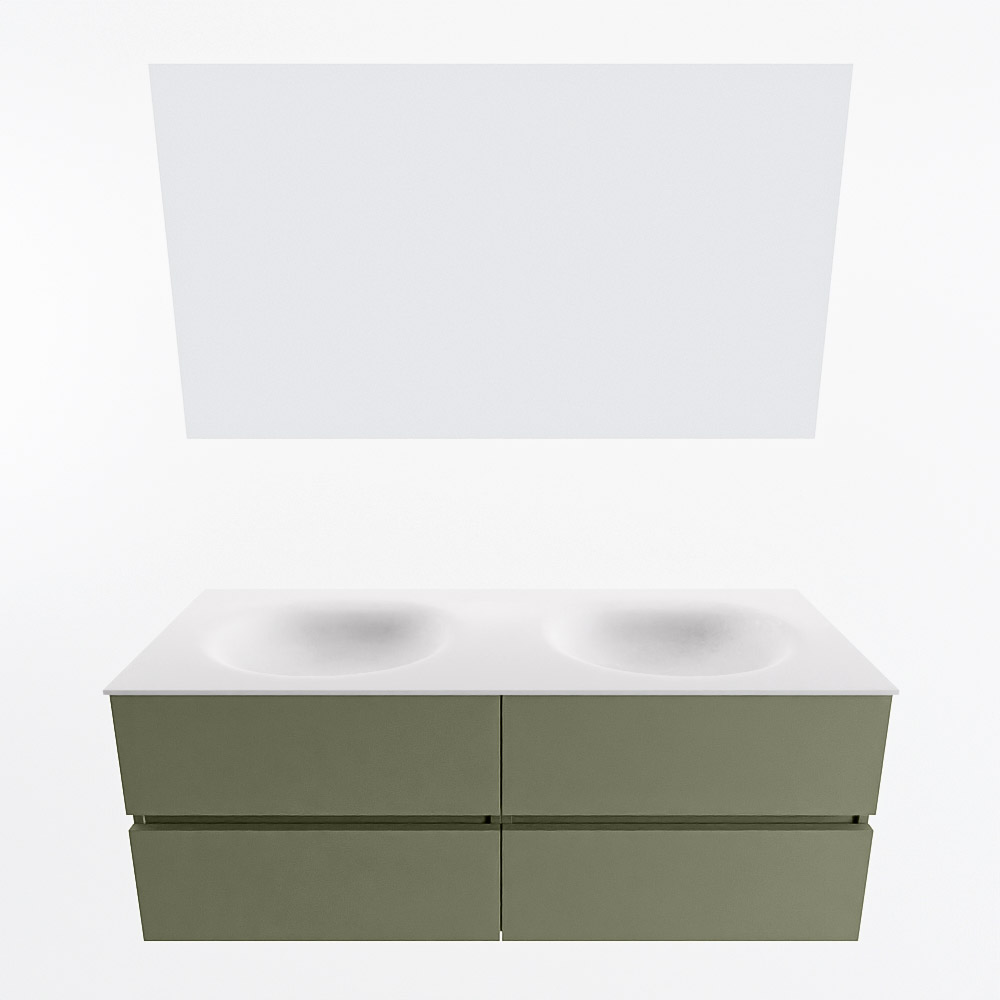 MONDIAZ VICA 130cm mueble de baño Army 4 cajones. Lavabo MOON Doble sin orificio color Talc con espejo LED. 4 MONDIAZ VICA 130cm mueble de baño Army 4 cajones. Lavabo MOON Doble sin orificio color Talc con espejo LED. - Imagen 5