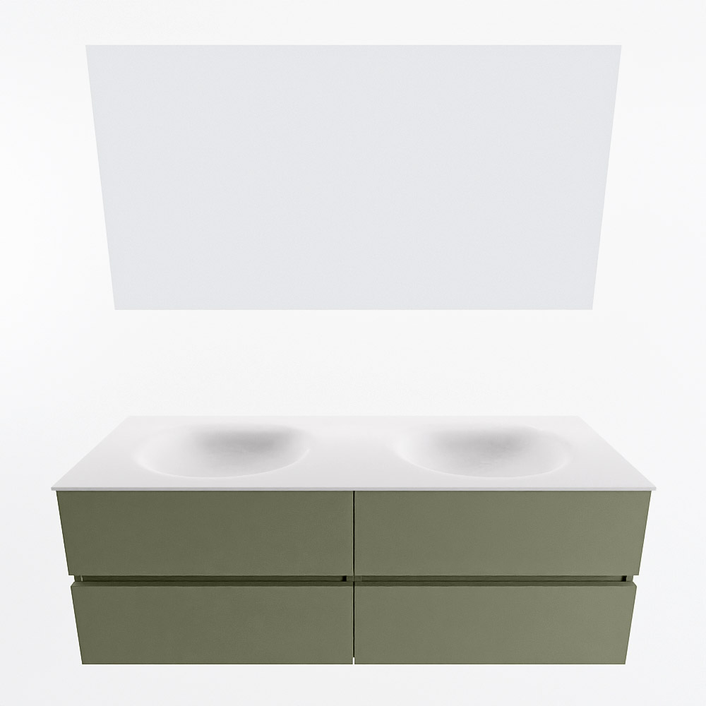 MONDIAZ VICA 140cm mueble de baño Army 4 cajones. Lavabo MOON Doble sin orificio color Talc con espejo LED. 5 MONDIAZ VICA 140cm mueble de baño Army 4 cajones. Lavabo MOON Doble sin orificio color Talc con espejo LED. - Imagen 5