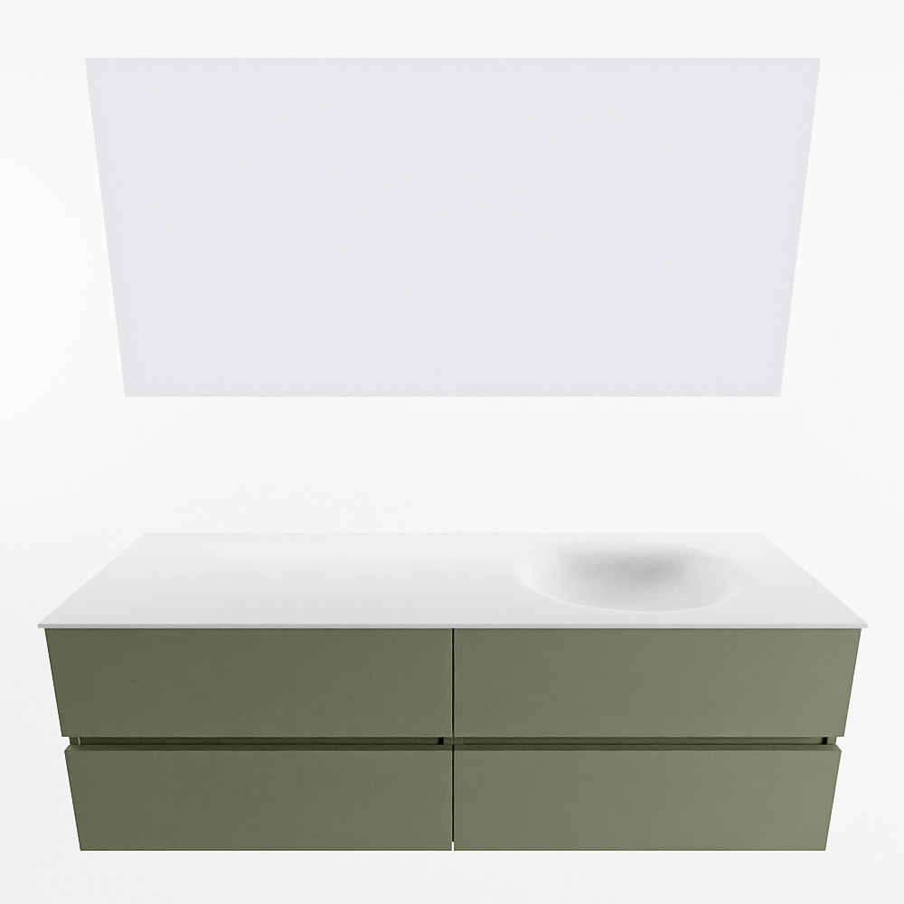 MONDIAZ VICA 150cm mueble de baño Army 4 cajones. Lavabo MOON Derecho sin orificio color Talc con espejo LED. 5 MONDIAZ VICA 150cm mueble de baño Army 4 cajones. Lavabo MOON Derecho sin orificio color Talc con espejo LED. - Imagen 5