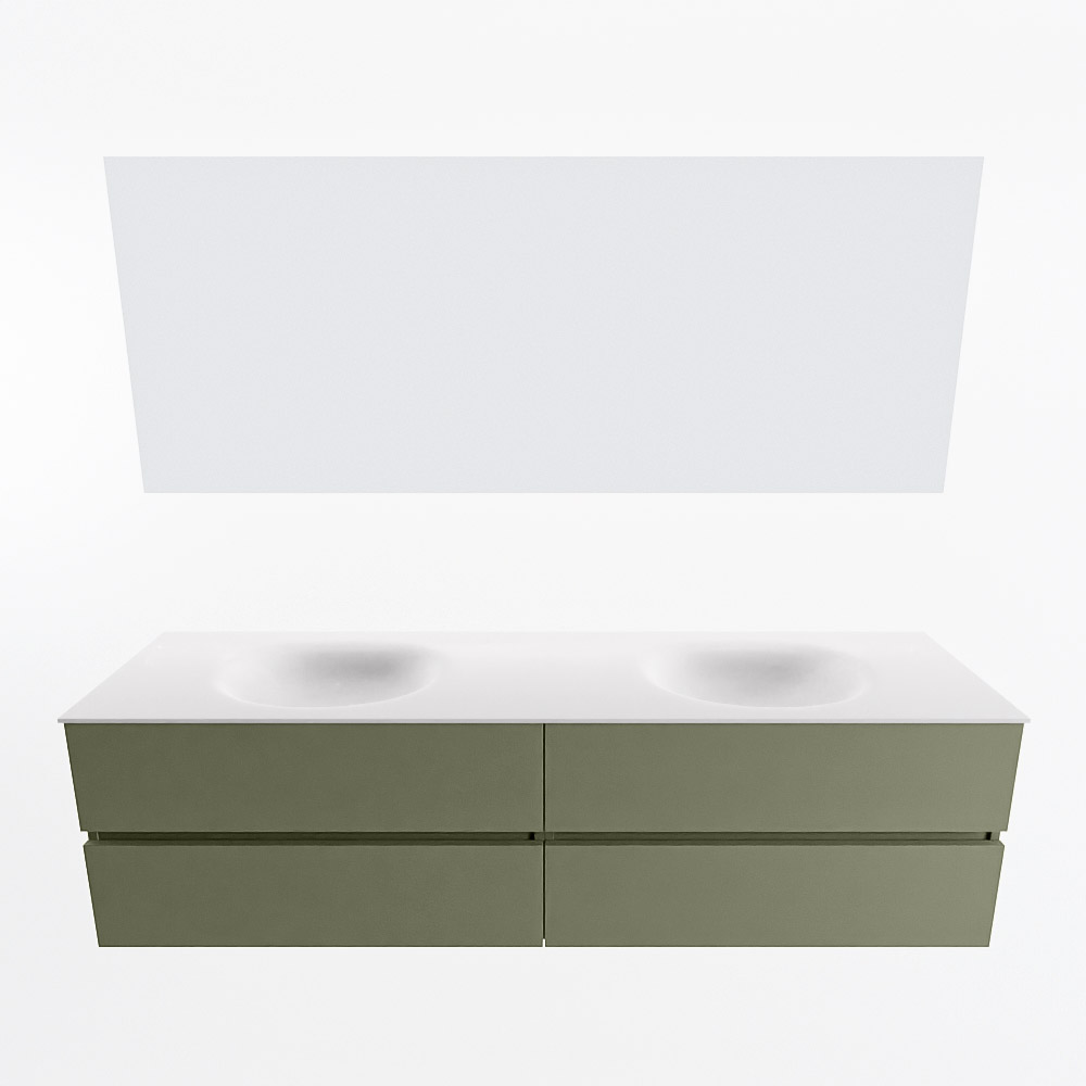 MONDIAZ VICA 180cm mueble de baño Army 4 cajones. Lavabo MOON Doble sin orificio color Talc con espejo LED. 5 MONDIAZ VICA 180cm mueble de baño Army 4 cajones. Lavabo MOON Doble sin orificio color Talc con espejo LED. - Imagen 5