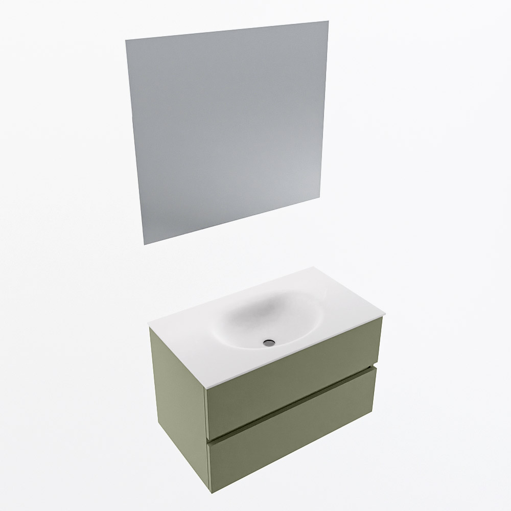 MONDIAZ VICA 80cm mueble de baño Army 2 cajones. Lavabo MOON Centro sin orificio color Talc con espejo LED. 6 MONDIAZ VICA 80cm mueble de baño Army 2 cajones. Lavabo MOON Centro sin orificio color Talc con espejo LED. - Imagen 6