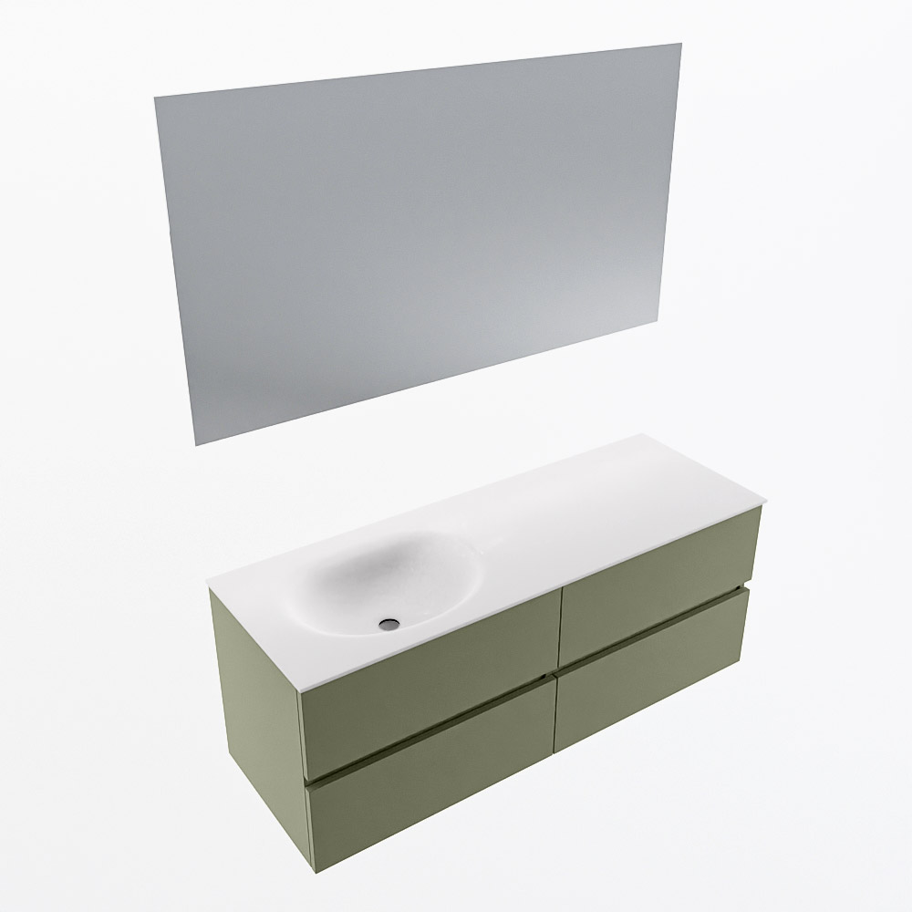 MONDIAZ VICA 130cm mueble de baño Army 4 cajones. Lavabo MOON Izquierda sin orificio color Talc con espejo LED. 5 MONDIAZ VICA 130cm mueble de baño Army 4 cajones. Lavabo MOON Izquierda sin orificio color Talc con espejo LED. - Imagen 6