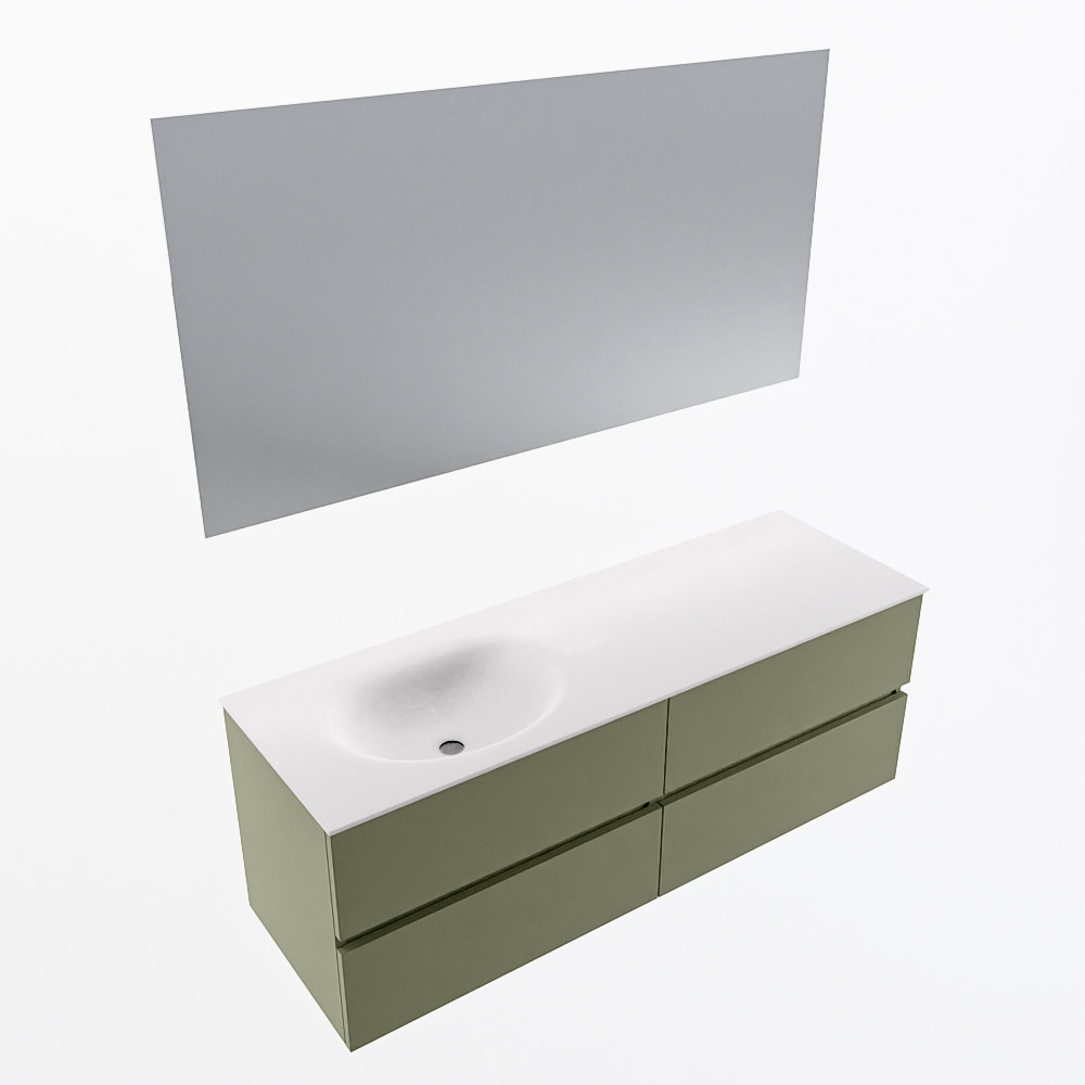 MONDIAZ VICA 140cm mueble de baño Army 4 cajones. Lavabo MOON Izquierda sin orificio color Talc con espejo LED. 6 MONDIAZ VICA 140cm mueble de baño Army 4 cajones. Lavabo MOON Izquierda sin orificio color Talc con espejo LED. - Imagen 6