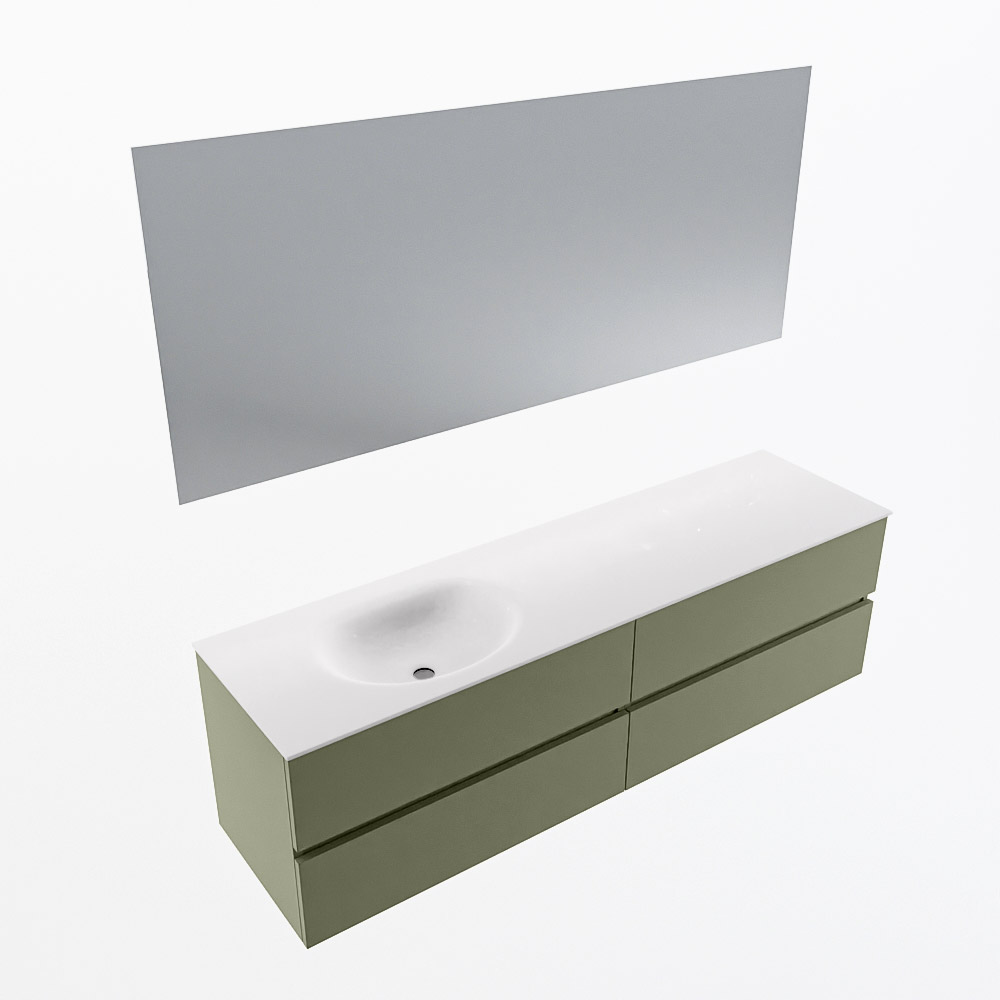 MONDIAZ VICA 170cm mueble de baño Army 4 cajones. Lavabo MOON Izquierda sin orificio color Talc con espejo LED. 6 MONDIAZ VICA 170cm mueble de baño Army 4 cajones. Lavabo MOON Izquierda sin orificio color Talc con espejo LED. - Imagen 6