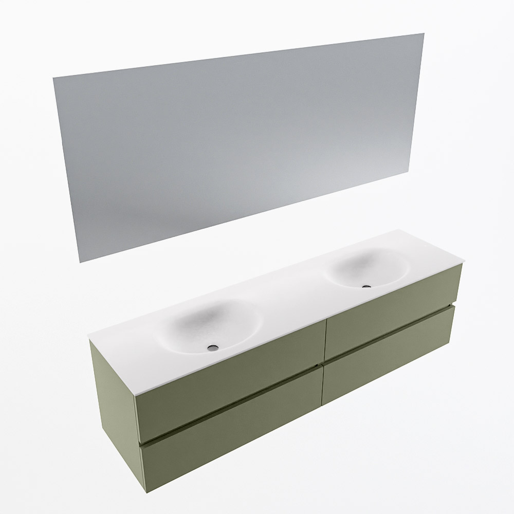 MONDIAZ VICA 180cm mueble de baño Army 4 cajones. Lavabo MOON Doble 2 orificios color Talc con espejo LED. 6 MONDIAZ VICA 180cm mueble de baño Army 4 cajones. Lavabo MOON Doble 2 orificios color Talc con espejo LED. - Imagen 6
