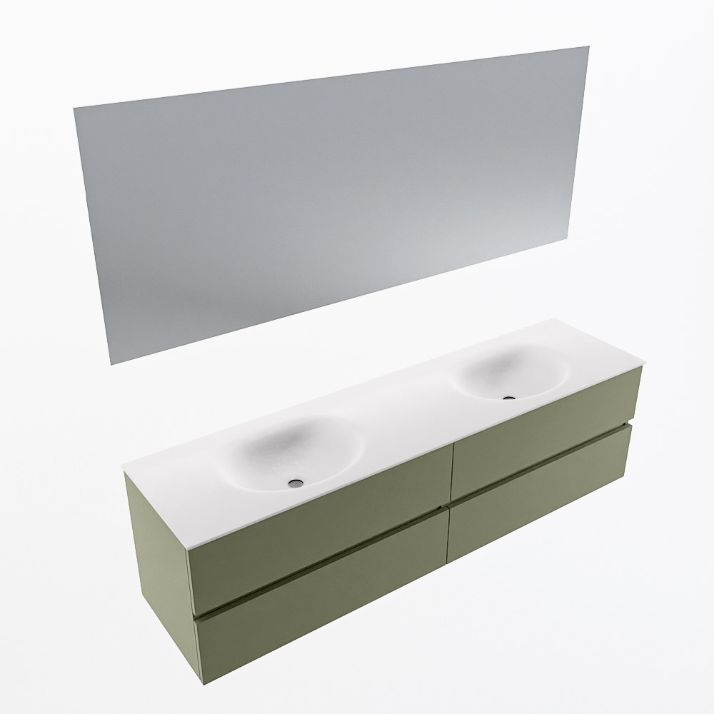 MONDIAZ VICA 180cm mueble de baño Army 4 cajones. Lavabo MOON Doble sin orificio color Talc con espejo LED. 6 MONDIAZ VICA 180cm mueble de baño Army 4 cajones. Lavabo MOON Doble sin orificio color Talc con espejo LED. - Imagen 6