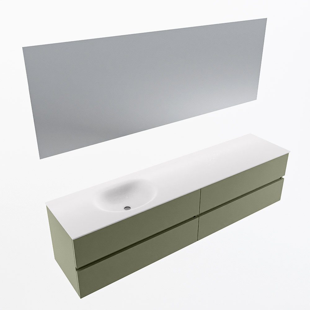 MONDIAZ VICA 200cm mueble de baño Army 4 cajones. Lavabo MOON Izquierda 1 orificio color Talc con espejo LED. 6 MONDIAZ VICA 200cm mueble de baño Army 4 cajones. Lavabo MOON Izquierda 1 orificio color Talc con espejo LED. - Imagen 6
