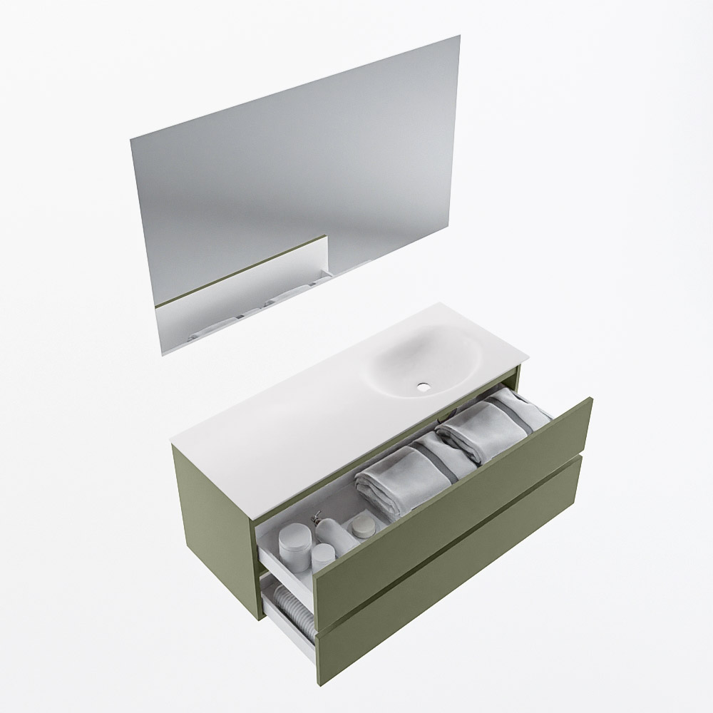 MONDIAZ VICA 120cm mueble de baño Army 2 cajones. Lavabo MOON Derecho 1 orificio color Talc con espejo LED. 7 MONDIAZ VICA 120cm mueble de baño Army 2 cajones. Lavabo MOON Derecho 1 orificio color Talc con espejo LED. - Imagen 7