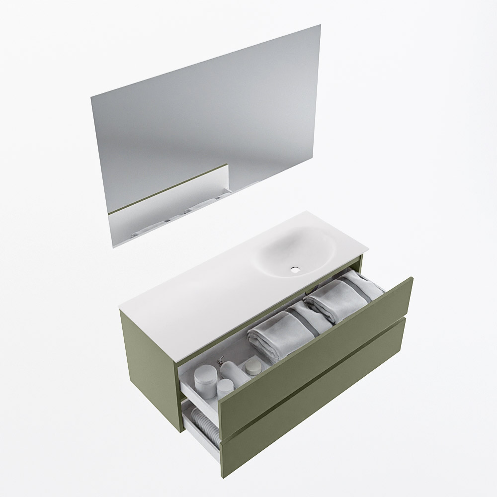 MONDIAZ VICA 120cm mueble de baño Army 2 cajones. Lavabo MOON Derecho sin orificio color Talc con espejo LED. 7 MONDIAZ VICA 120cm mueble de baño Army 2 cajones. Lavabo MOON Derecho sin orificio color Talc con espejo LED. - Imagen 7
