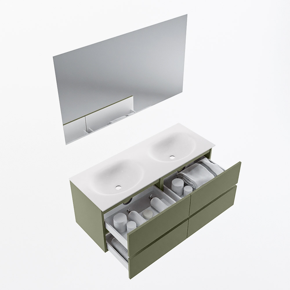 MONDIAZ VICA 120cm mueble de baño Army 4 cajones. Lavabo MOON Doble sin orificio color Talc con espejo LED. 7 MONDIAZ VICA 120cm mueble de baño Army 4 cajones. Lavabo MOON Doble sin orificio color Talc con espejo LED. - Imagen 7