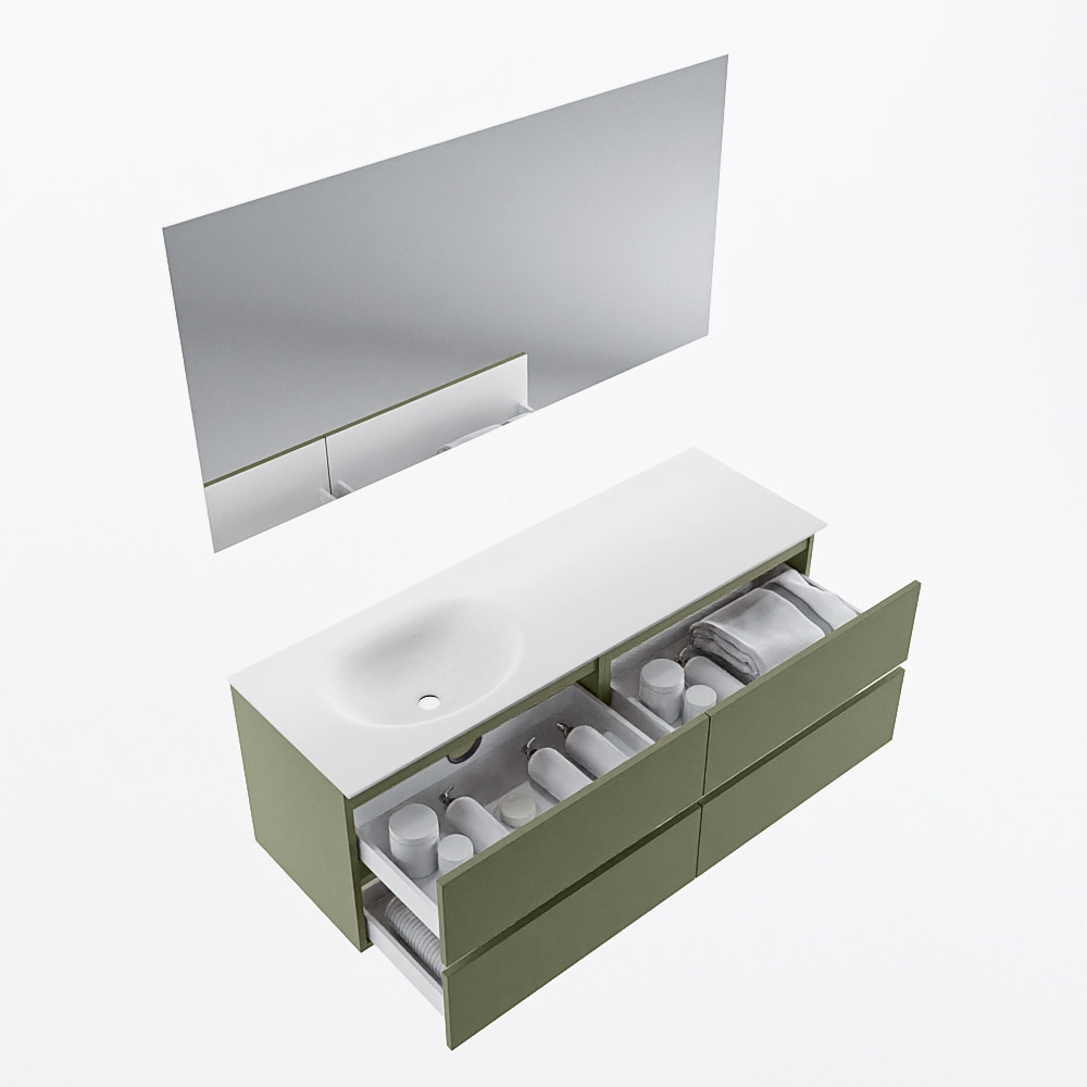 MONDIAZ VICA 140cm mueble de baño Army 4 cajones. Lavabo MOON Izquierda 1 orificio color Talc con espejo LED. 7 MONDIAZ VICA 140cm mueble de baño Army 4 cajones. Lavabo MOON Izquierda 1 orificio color Talc con espejo LED. - Imagen 7