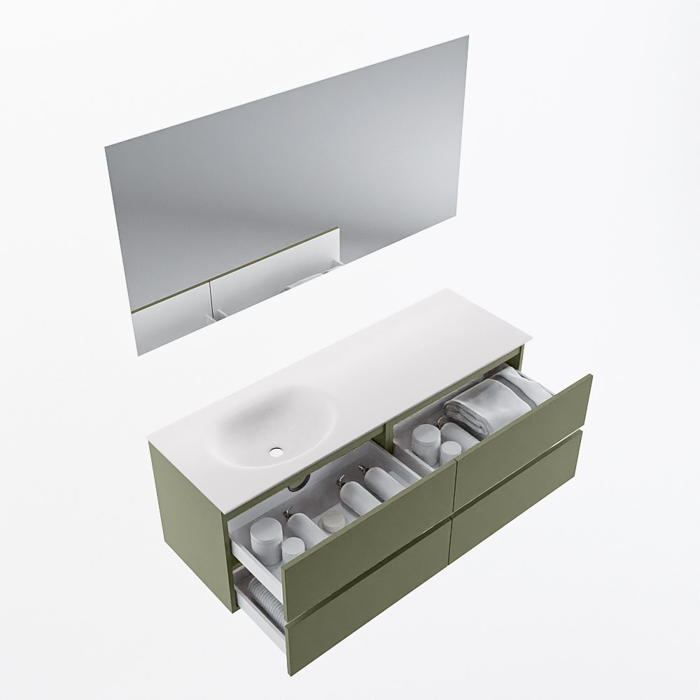 MONDIAZ VICA 140cm mueble de baño Army 4 cajones. Lavabo MOON Izquierda sin orificio color Talc con espejo LED. 7 MONDIAZ VICA 140cm mueble de baño Army 4 cajones. Lavabo MOON Izquierda sin orificio color Talc con espejo LED. - Imagen 7
