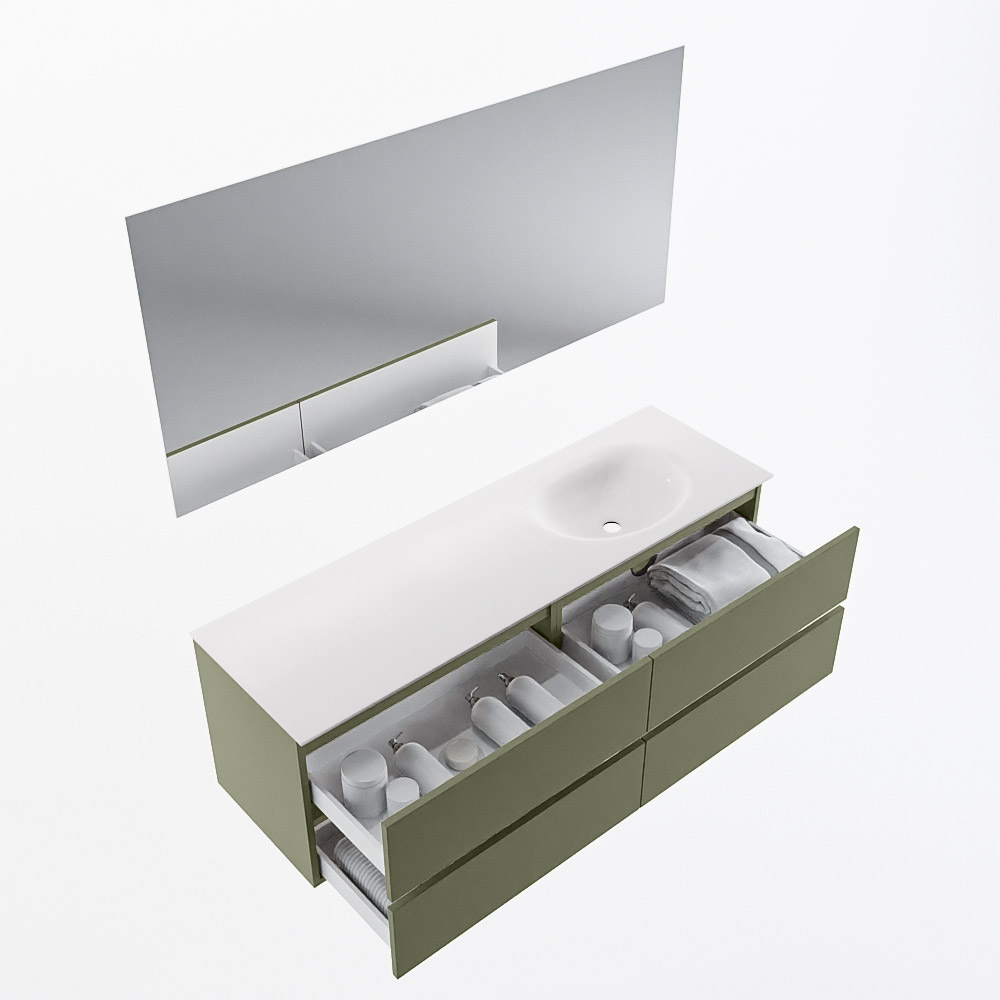 MONDIAZ VICA 150cm mueble de baño Army 4 cajones. Lavabo MOON Derecho 1 orificio color Talc con espejo LED. 7 MONDIAZ VICA 150cm mueble de baño Army 4 cajones. Lavabo MOON Derecho 1 orificio color Talc con espejo LED. - Imagen 7