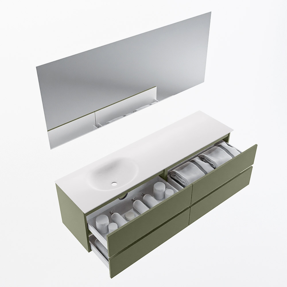 MONDIAZ VICA 170cm mueble de baño Army 4 cajones. Lavabo MOON Izquierda sin orificio color Talc con espejo LED. 7 MONDIAZ VICA 170cm mueble de baño Army 4 cajones. Lavabo MOON Izquierda sin orificio color Talc con espejo LED. - Imagen 7