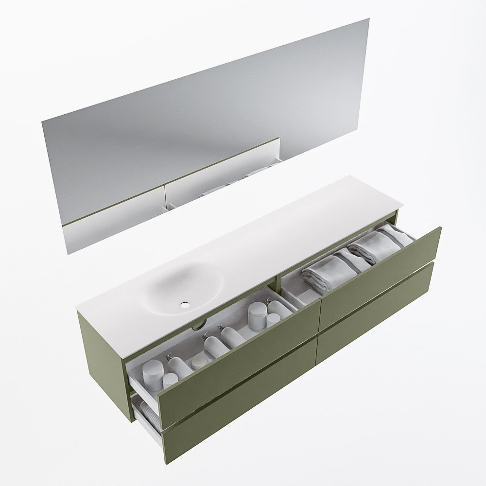 MONDIAZ VICA 200cm mueble de baño Army 4 cajones. Lavabo MOON Izquierda 1 orificio color Talc con espejo LED. 7 MONDIAZ VICA 200cm mueble de baño Army 4 cajones. Lavabo MOON Izquierda 1 orificio color Talc con espejo LED. - Imagen 7