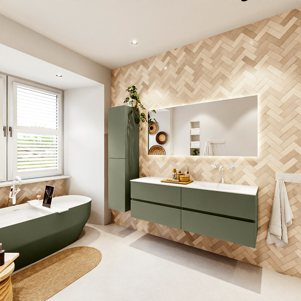 MONDIAZ VICA 150cm mueble de baño Army 4 cajones. Lavabo MOON Derecho 1 orificio color Talc con espejo LED. 4 MONDIAZ VICA 150cm mueble de baño Army 4 cajones. Lavabo MOON Derecho 1 orificio color Talc con espejo LED. - Imagen 4