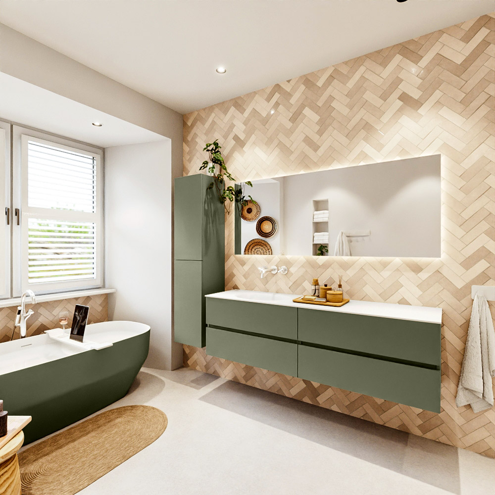 MONDIAZ VICA 170cm mueble de baño Army 4 cajones. Lavabo MOON Izquierda sin orificio color Talc con espejo LED. 4 MONDIAZ VICA 170cm mueble de baño Army 4 cajones. Lavabo MOON Izquierda sin orificio color Talc con espejo LED. - Imagen 4
