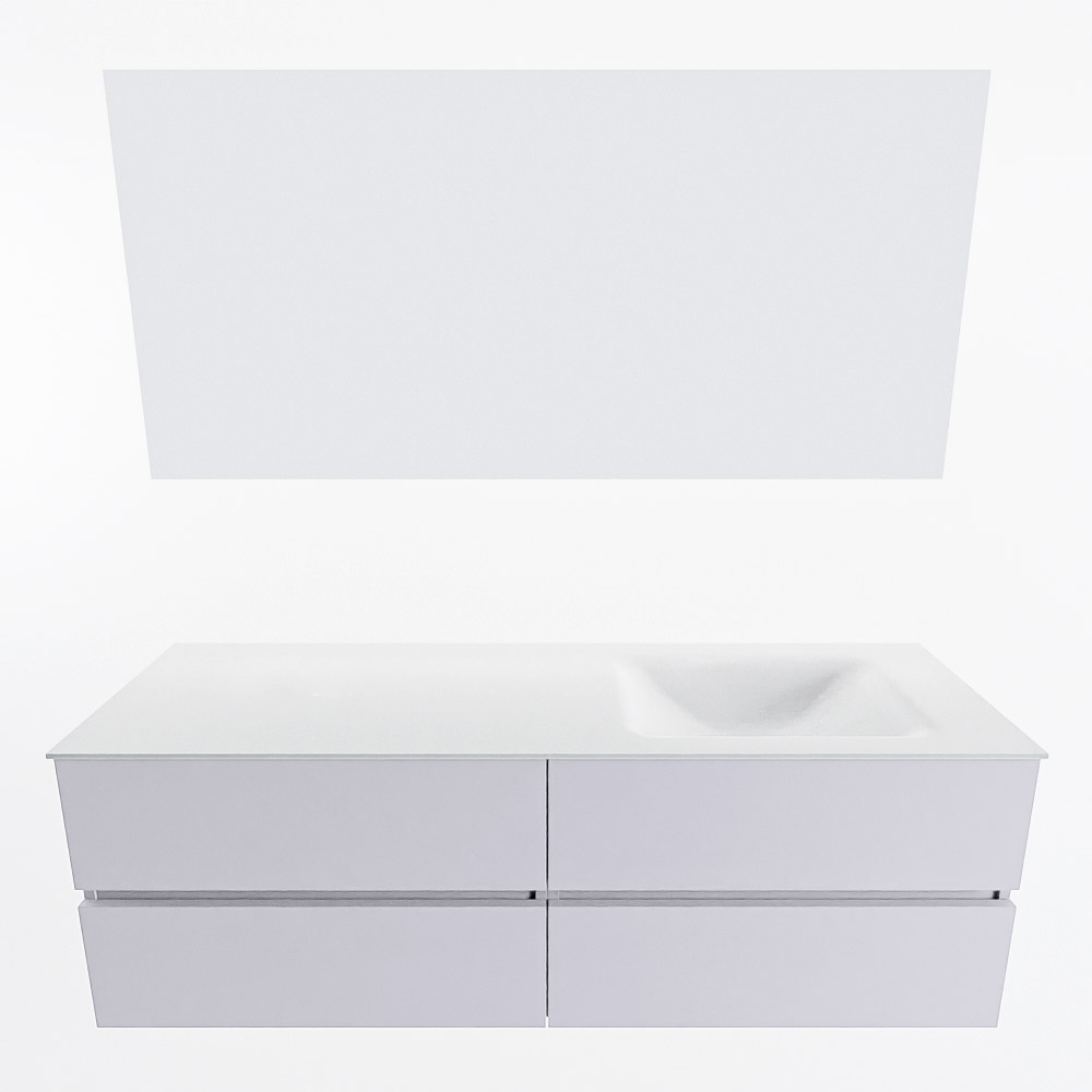 MONDIAZ VICA 150cm mueble de baño Cale 4 cajones. Lavabo CLOUD Derecho 1 orificio color Talc con espejo LED. 5 MONDIAZ VICA 150cm mueble de baño Cale 4 cajones. Lavabo CLOUD Derecho 1 orificio color Talc con espejo LED. - Imagen 5