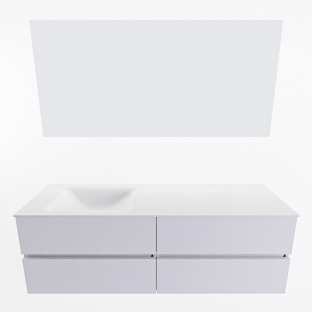 MONDIAZ VICA 150cm mueble de baño Cale 4 cajones. Lavabo CLOUD Izquierda sin orificio color Talc con espejo LED. 5 MONDIAZ VICA 150cm mueble de baño Cale 4 cajones. Lavabo CLOUD Izquierda sin orificio color Talc con espejo LED. - Imagen 5