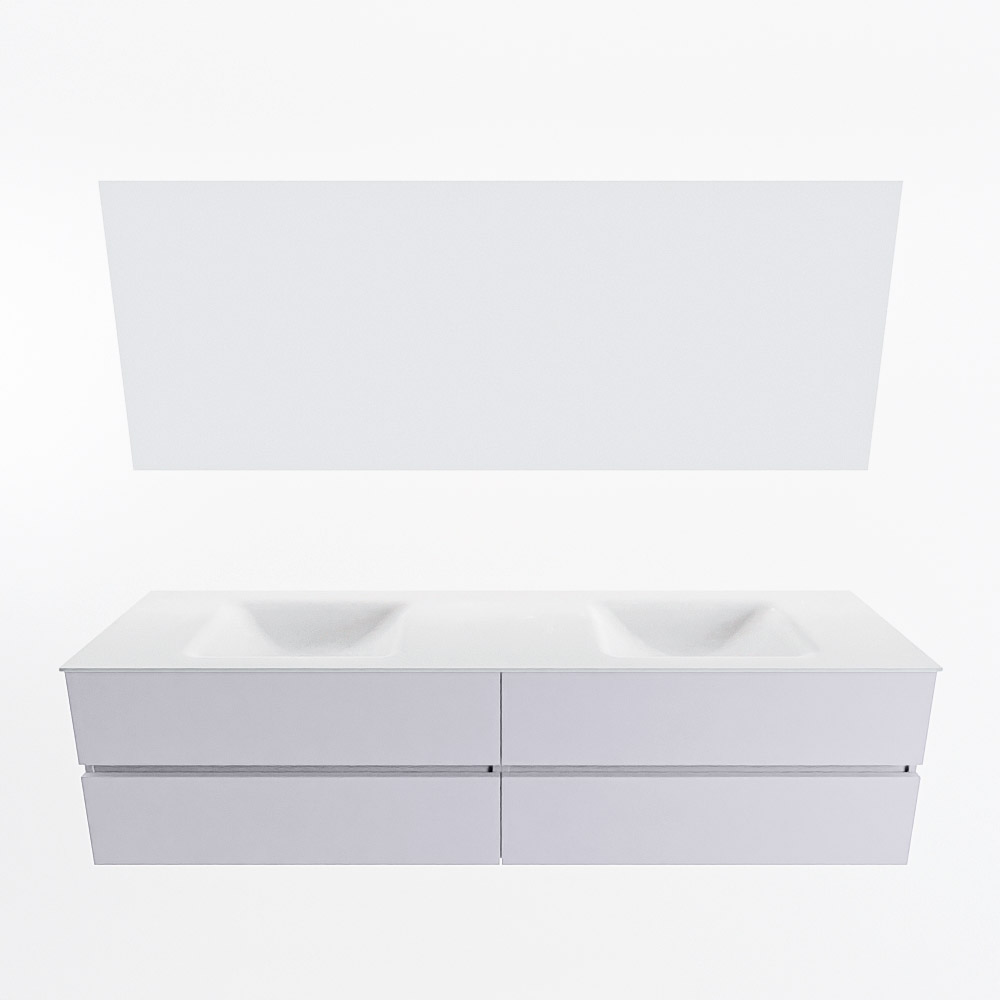MONDIAZ VICA 190cm mueble de baño Cale 4 cajones. Lavabo CLOUD Doble 2 orificios color Talc con espejo LED. 5 MONDIAZ VICA 190cm mueble de baño Cale 4 cajones. Lavabo CLOUD Doble 2 orificios color Talc con espejo LED. - Imagen 5