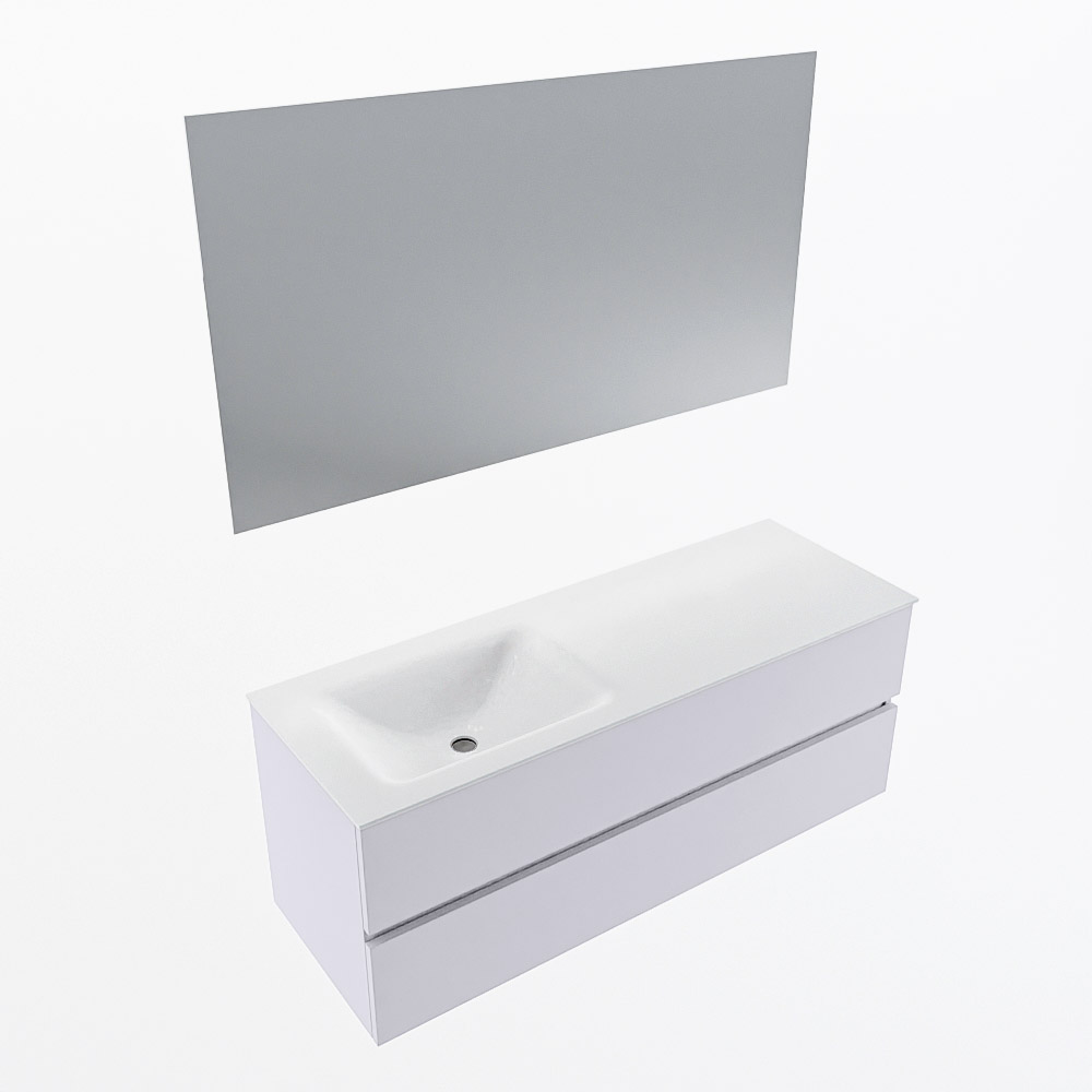MONDIAZ VICA 130cm mueble de baño Cale 2 cajones. Lavabo CLOUD Izquierda 1 orificio color Talc con espejo LED. 5 MONDIAZ VICA 130cm mueble de baño Cale 2 cajones. Lavabo CLOUD Izquierda 1 orificio color Talc con espejo LED. - Imagen 6