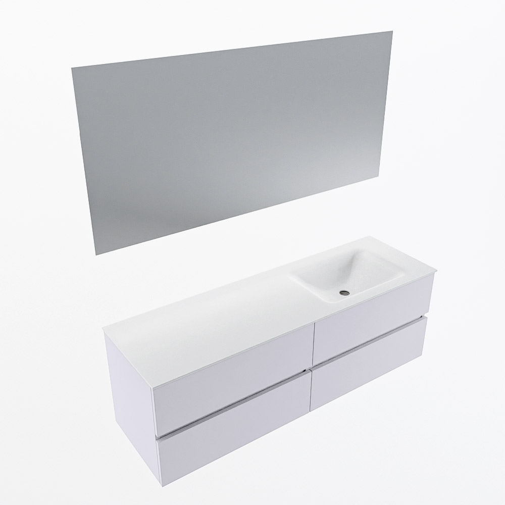 MONDIAZ VICA 150cm mueble de baño Cale 4 cajones. Lavabo CLOUD Derecho 1 orificio color Talc con espejo LED. 6 MONDIAZ VICA 150cm mueble de baño Cale 4 cajones. Lavabo CLOUD Derecho 1 orificio color Talc con espejo LED. - Imagen 6